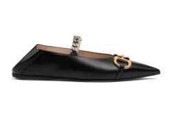 GUCCI Women's leather ballet flat with Horsebit-B